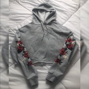 Embroidered Crop Sweatshirt